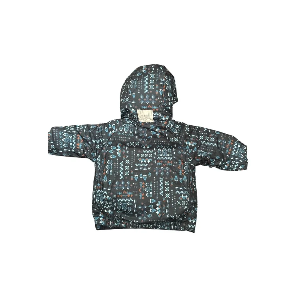 Patagonia Baby Reversible Down Sweater Hoody Jacket Blue‎ Geometric 3-6m NEW